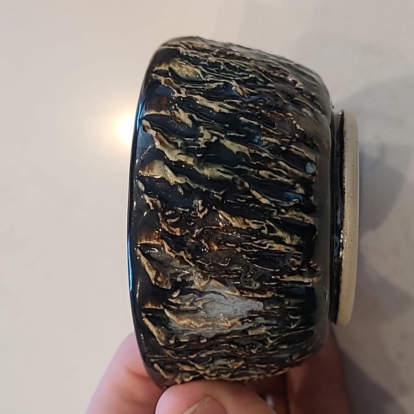 Unique Black/Gold Texturized Pottery Bowl - Picture 3 of 5